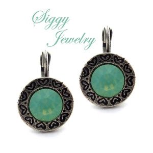 Swarovski Crystal Pacific Opal Drop Heart Earrings